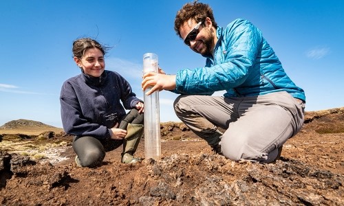 Researchers Louise Thomas and Robert McHenry from the Environmental Research Institute water sampling at Braemore Estate, Caithness